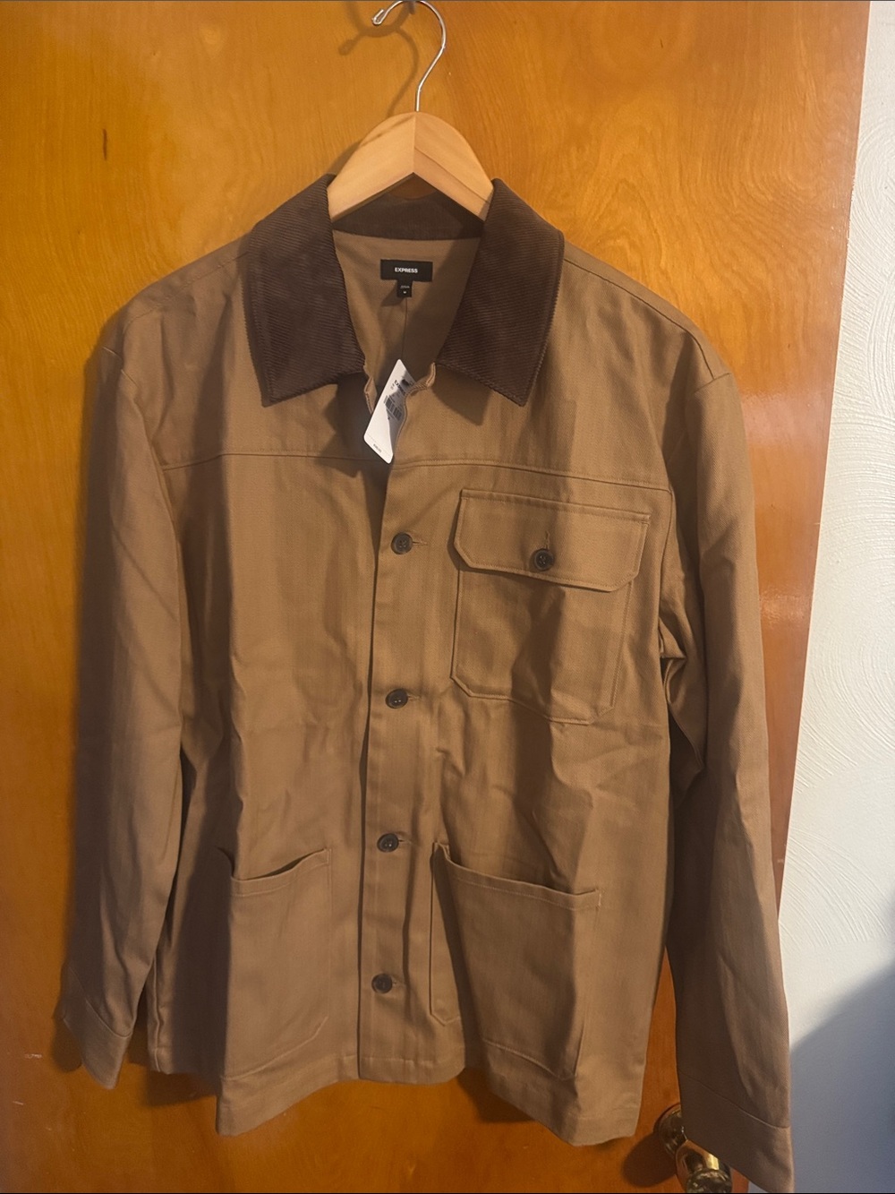 Express Shirt Jacket Mens Medium Tan Lightweight